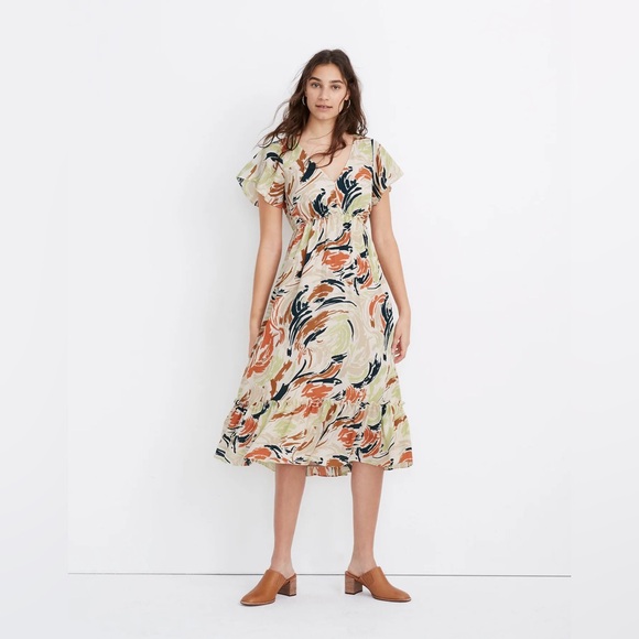 Madewell Vibrant Swirl Midi Dress - Picture 1 of 9